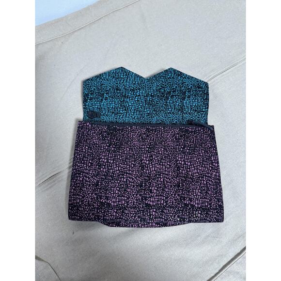 Facine Clutch Purse Womens Teal Purple Envelope Crossbody Zip Abstract Evening - Picture 3 of 9